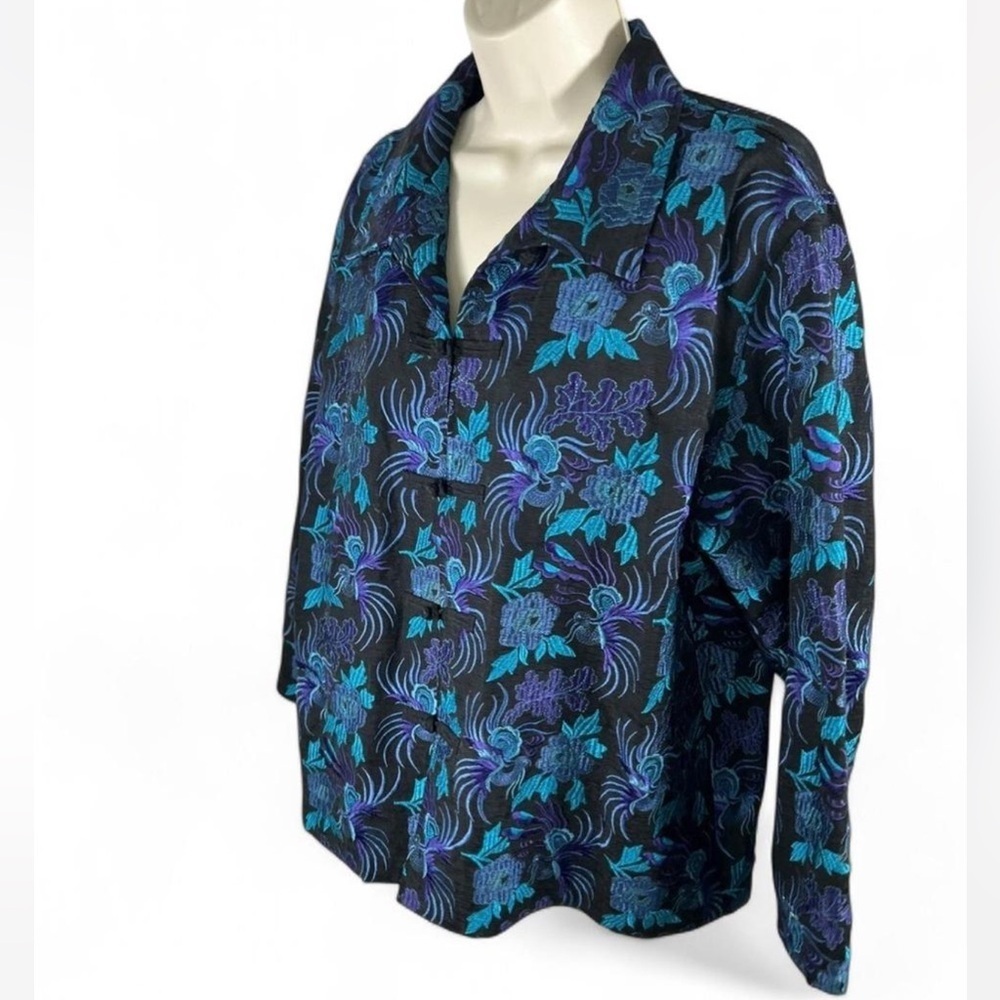 Chico's Black and Blue Floral Blazer - Picture 9 of 9